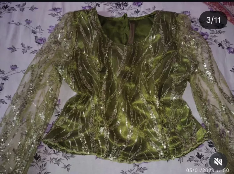 Elegant Sequin Peplum Party Top with Sheer Sleeves & Waist Bow